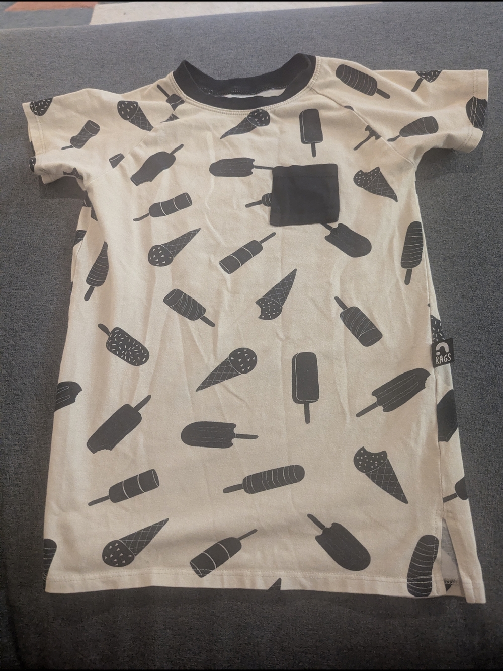 Rags to Raches Cream Tee with Black Ice Cream Print